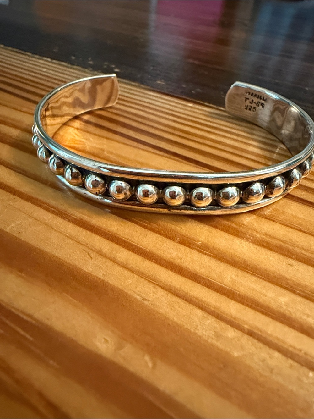 925 Sterling Silver Bead Cuff Bracelet - Silver